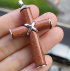 Pendentif croix sable doré pierres précieuses chakra Reiki guérison amulette énergie