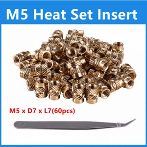 60Pcs M5 Brass Knurled Nut Threaded Heat Set Inserts for Plastic 3D Printing - Picture 1 of 12