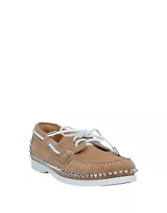100% AUTH NEW MEN CHRISTIAN LOUBOUTIN STECKEL BEIGE BOAT SPIKE SHOE EU 43/US 10 - Picture 1 of 9