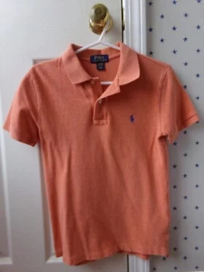 FLAW Boys Ralph Lauren Orange POLO Shirt M 10-12 CUSTOM FIT 100% Cotton $55 Med - Picture 1 of 19