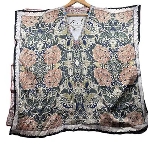 Johnny Was 100% Silk Kimono Poncho Kaftan Luxury Beaded Boho Artsy OSFA F164 - Picture 1 of 13
