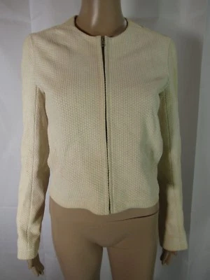 Chaqueta Theory Marfil Cuero Cabra Detalle Círculo Talla 0 Foto 1 de 4