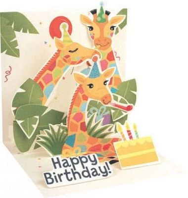 Giraffes Happy Birthday Card Pop Up 3D Greeting Card - Image 1 of 4