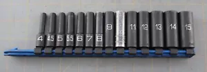 Matco Tools SADPM146V 1/4" Dr ADV 6 point Deep Impact Socket Set 4mm-15mm 14 pcs - Picture 1 of 3