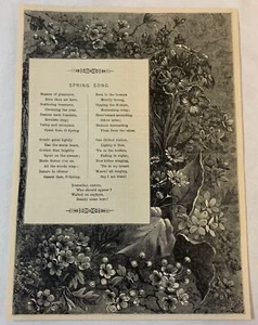 1880 magazine poem+engraving ~ SPRING SONG - Picture 1 of 1