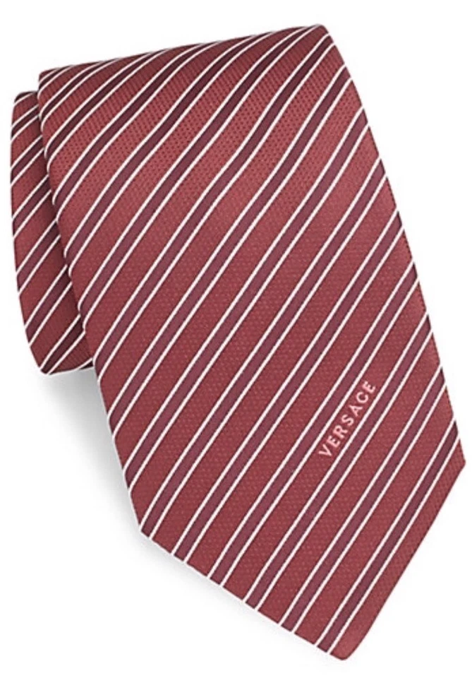 Corbata de seda italiana a rayas limpias Versace Collection Burdeos 3" de ancho hecha en Italia Foto 1 de 1