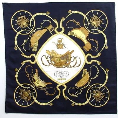 Authentic HERMES Carre90 SPRINGS scarf silk[Used] - Image 1 of 4