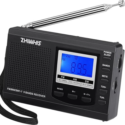 Radio ZHIWHIS, Petite Portable, Compatible FM/AM/SW Large FM, Horloge Désastre - Bild 1 von 4