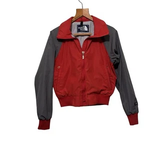 Vintage 80s The North Face Bomber Jacket sizer Small Gray Red Made in USA - Picture 1 of 9