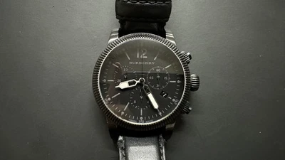 BURBERRY BU7827 Swiss Chronograph Quartz Watch, Black Dial, Case & Leather Strap - Image 1 of 4