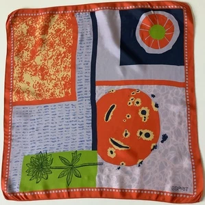 ::: An Abstract Design 17 Inch Square Vintage Silk Neckerchief Scarf By Esprit - Picture 1 of 4