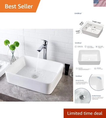 Elegante fregadero de porcelana blanca - fregadero de mostrador de 19 pulgadas para baños Foto 1 de 4