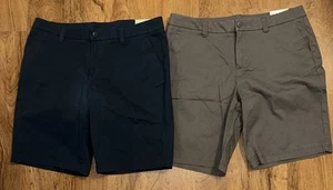Lot of 2 pr Ladies’ Happy Camper Bermuda Shorts sz 14 Navy & Gray 10” inseam NWT - Picture 1 of 4