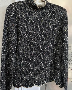St. John Black/Gold Seqinns Mock Neck Knit Top Size 6 - Picture 1 of 7