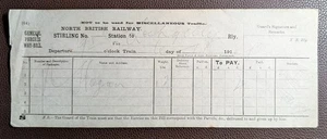 1911 North British Railway Stirling to Lochgelly General Parcels Waybill - Picture 1 of 1