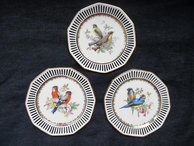 3 x Zierteller Winterling Marktleuthen Porzellan Durchbruchteller Vogelmotiv - Bild 1 von 3