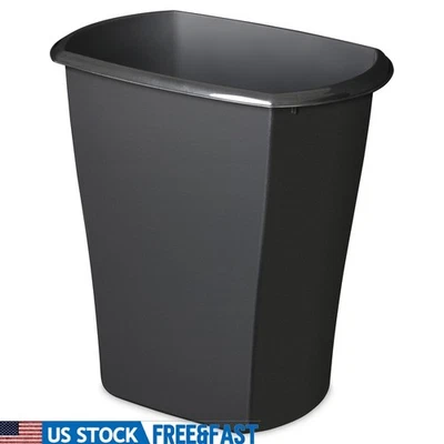 Bathroom Trash Can 5.5 Gallon Small Plastic Garbage Bucket Bin with No Lid Black - Image 1 of 4