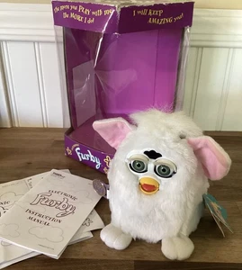 1998 ELECTRONIC FURBY Model 70-940 Tiger White Body Pink Ears - Picture 1 of 9