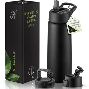 ™ Triple-Insulated Stainless Steel Water Bottle 25oz. With 3 Lids, BPA-Free R... - Picture 1 of 8