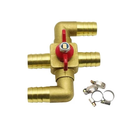 Solid Brass Bypass Heater Valve 4-Way Auto Valve -20℉ Min Temp 3/4" Barb Size - Image 1 of 4