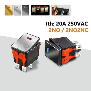 Waterproof On/Off Rectangle Rocker Switch LED Red Green Blue 20A Car Dash Boat - Picture 1 of 19