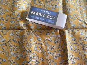 Fabric 1yd Morning Bloom Vines Mustard Yellow Cotton David Textile Sew Quilt New - Picture 1 of 4