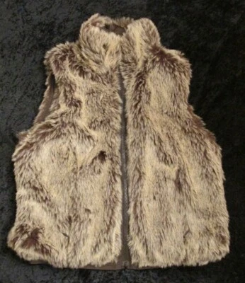 Mujer/JR Mediano 8-10 Marrón Imitación Piel Reversible Exterior/Moda Chaleco Invierno/Otoño Foto 1 de 4