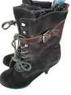 Guess  Jirina Women's Suede Leather Ankle Boot, Chocolate.   7 1/2 M Zip Lace Up