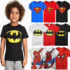 Spiderman Superman Batman T-Shirt Kids Boys Short Sleeve Shirts Summer School