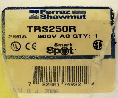 FS FERRAZ SHAWMUT TRS250R 600 VAC 250 AMP SMART Spot Fuse - Image 1 of 4