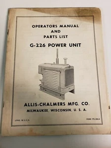 Catálogo manual de propietarios y piezas de operadores de unidad de potencia Allis Chalmers G226 - Imagen 1 de 5