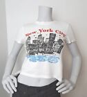 Bershka T-Shirt XS/6-8/8-10 White 'New York City' Cropped 100% Cotton VGC