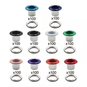 100x Metal Eyelets, Heavy Duty Small Eyelets, Round Shape Accessories for DIY - Picture 1 of 31