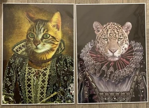 2 A3 Tudor Historical Animal Prints (cat & leopard) Unopened - Picture 1 of 1