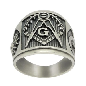 Masonic Square Compass Handmade Ring Sterling Silver Freemasonry Mason All Size - Picture 1 of 12
