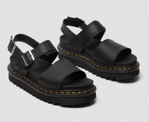 Dr Doc Martens Voss Black Leather Platform Strappy Sandal Women's Size US 8 - Picture 1 of 8