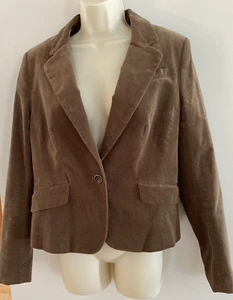 Womens Ann Taylor Loft Brown Velvet One Button Blazer Jacket Size 6 Lined - Picture 1 of 15