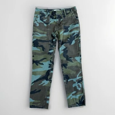 NILI LOTAN Jenna Pant Camouflage Green Size 4 Cropped Slouchy Raw Hem $345 - Image 1 of 4