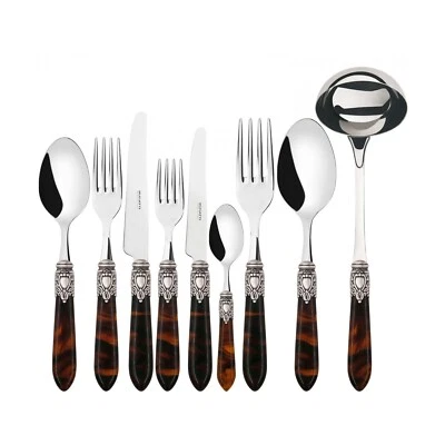 Posate oxford set 75 pz manico tartarugato ghiera anticata Casa Bugati - Immagine 1 di 2