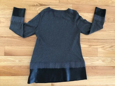 LINE Knitwear серый свитер кожаный отделки стороны молнии мягкий пуловер Топ S/P - Изображение 1 из 4
