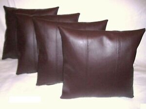 Pillow Cushion Cover Leather Decor Set Home Soft Lambskin Red All sizes Brown 50