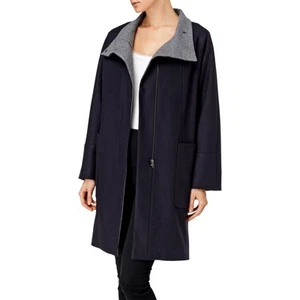 PHASE ACHT VALERIA KONTRAST REISSVERSCHLUSSMÄNTEL MARINEBLAU - GRÖSSE 12/14, 16/18 - UVP £ 180 - Bild 1 von 3