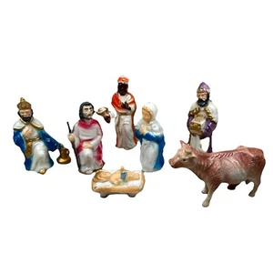Vintage Nativity Holy Family Mary Joseph Baby Jesus 3 Wise Men Christmas 7 Piece - Picture 1 of 14