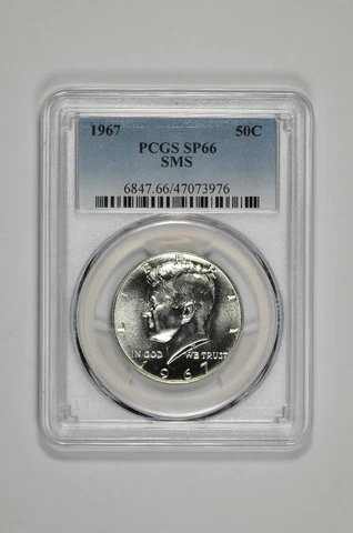 1967 50C SMS Kennedy Half Dollar PCGS SP 66 Cover