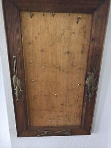 Antique Hotel Keys Board Oak Mount ornate Hunting , Fishing Lodge