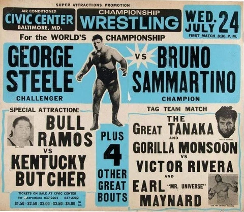 GEORGE STEELE vs BRUNO SAMMARTINO 8X10 POSTER PHOTO WRESTLING PICTURE WWF Cover