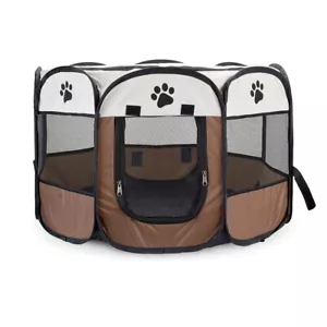 Portable Pet Playpen Foldable Dog Cat Playpen Camping Tent Kennel Crate - Picture 1 of 9