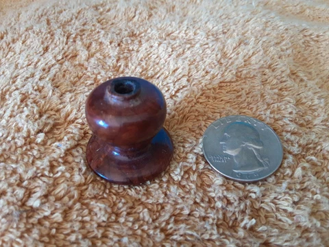 1 Small Vintage 40's 50's Redwood Wood Furniture Dresser Drawer Knob Pull 2 Cover