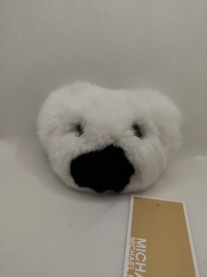 MICHAEL MICHAEL KORS URSINHO DE PELÚCIA POM POM PELE ÓPTICA BRANCA NOVA COM ETIQUETAS - Imagem 1 de 2