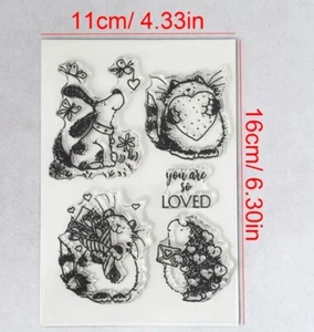 Clear Stamps Cats Transparent Cat Dogs Hedgehogs Animals Sentiments Card Making  - Picture 1 of 2
